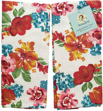 Set of 2 Same Printed Cotton Kitchen Towels 15"x25" COLORFUL FLOWERS, SC