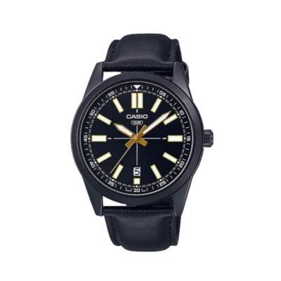 CASIO Men Wrist Watch MTP-VD02BL-1EUDF Leather Band