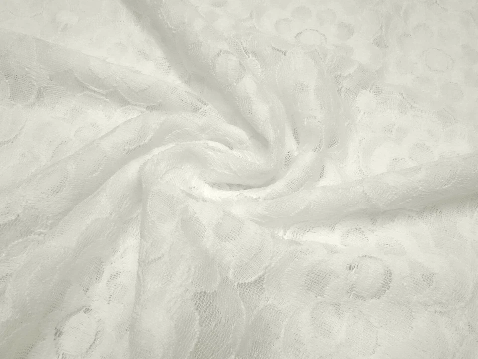 Tessuto pizzo tessuto pizzo con motivo floreale bianco crema tessuto per abit... - Immagine 3 di 4