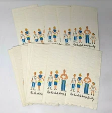 VTG 14 Lot Disposable Novelty Funny Damp Family Guest Paper Hand Towels KP21
