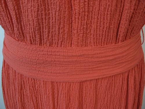 Anne Klein Womens Sz 14 Coral Fit Flare Maxi Tie Back Belted Textured Dress - Picture 10 of 14