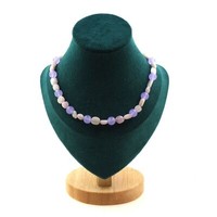 Steine Und MinéRaux. Halskette Perlen Kunzit Du Brazilien + Chalcedon Lavendel