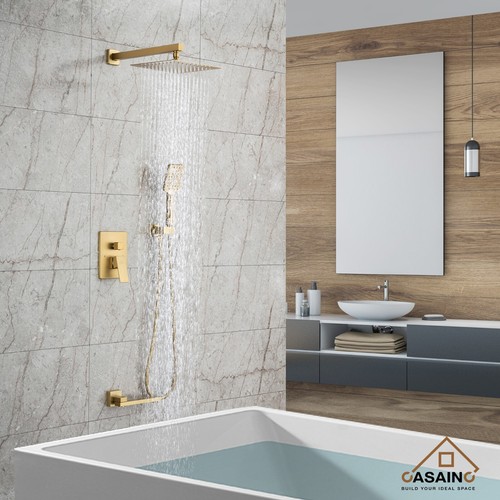 CASAINC 10/12" Duscharmatur Set mit Mischventil Set Duschkopf Kombi Wandmontage - Bild 6 von 23