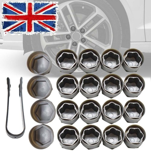 20x 25mm Wheel Nut Bolt Covers Locking Caps Grey For Audi A2 A6 TT RS3