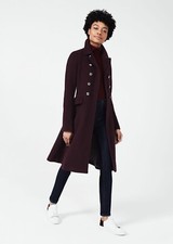 Hobbs London Francesca Coat Aubergine Uk Size 12