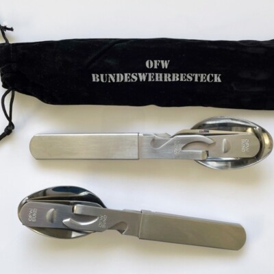 HABNI Bundeswehr Besteck 4-tlg. | Edelstahl Camping Besteck Set Für Outdoor