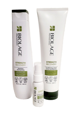 Biolage Strength Recovery Shampoo 13.5 oz & Conditioner 9.5 oz & Leave-in spray
