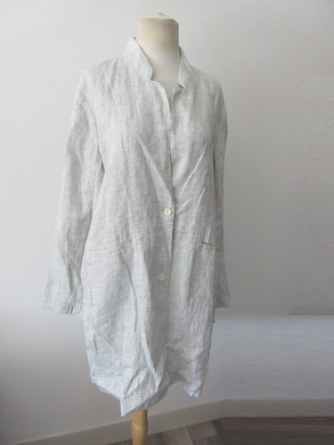 EILEEN FISHER organic linen check pattern jacket L - Picture 2 of 13