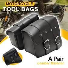 A Pair Motorcycle Saddlebags PU Leather Bags (left & right) Side Tool Bag US