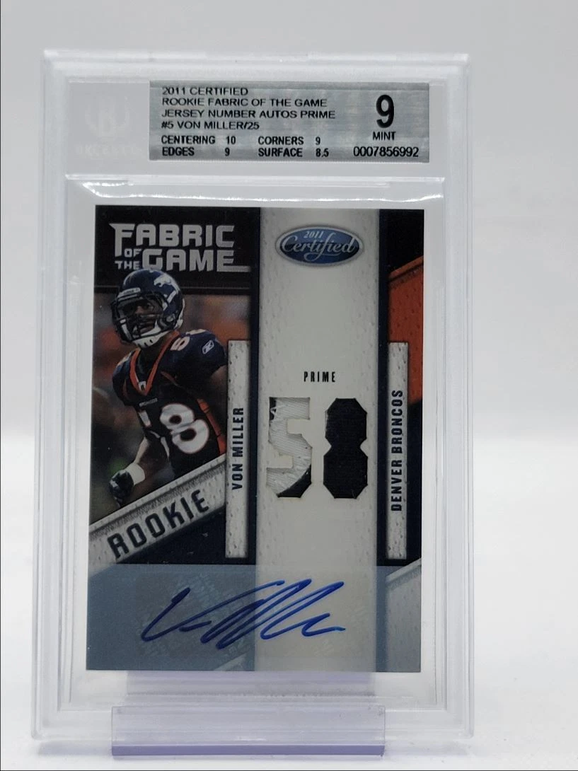 Von Miller Panini Certified Rookie Fabric of the Game #5 Jersey Number Autograph-Prime