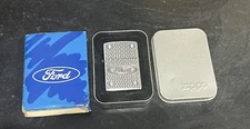 New Zippo Lighter - Ford Motor Company - Diamond Plate - Oval -Bolted Case & Box