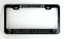 KOBE BRYANT 8 24 BLACK MAMBA - Black License Plate Frame Silver Logo