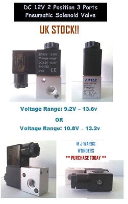 HESCHEN 3V1-06 - 12V DC 2 Position 3 Ports Pneumatic Solenoid Valve Normally Closed
