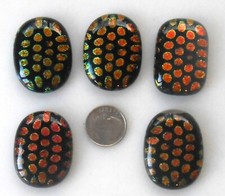 dichroic glass cabochon lot of 5 fused COE90 hand made crafted