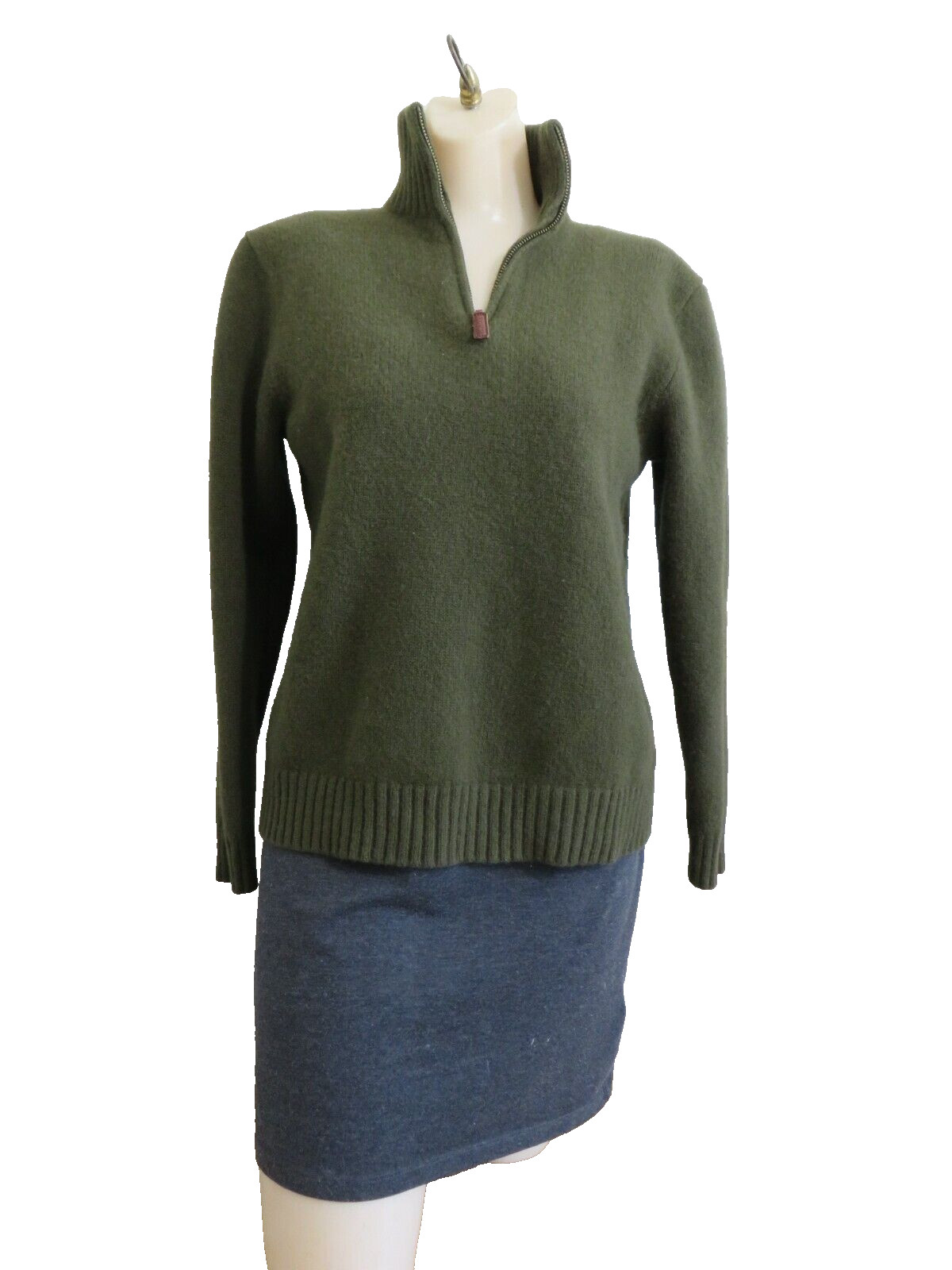 Polo Ralph Lauren Olive Green 1/4 Zip Sweater Merino … Gem