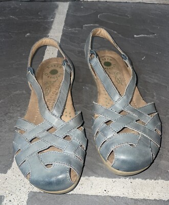 Earth Origins Womens Nellie Slingback Light Blue Leather Sandals M