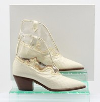 CHARLOTTE OLYMPIA WOMENS TEXAS WESTERN BOOTS UK 1 EU 34 PVC IVORY RRP £495 AD