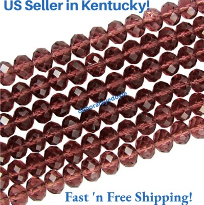 30 pcs 6x4mm Amethyst Rondelle Preciosa Czech Crystal beads Jewelry making 4x6mm