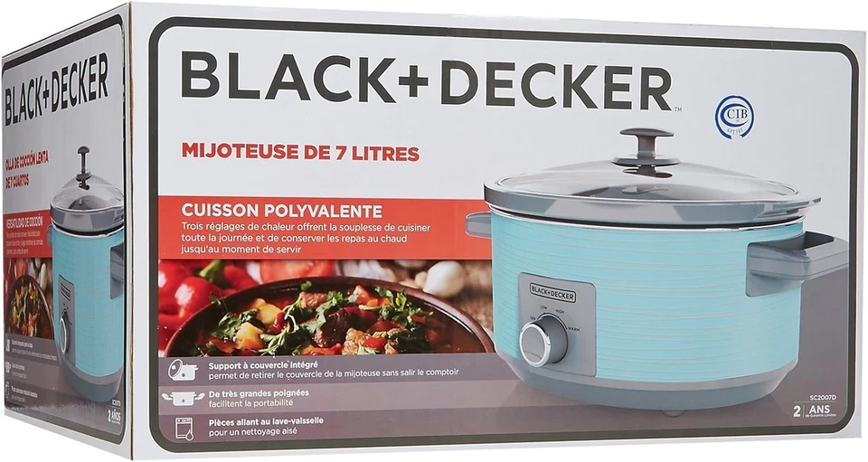 BLACK+DECKER 7-Quart Slow Cooker, SC2007D, Lid Holder, 3 Heat Settings, Extra La - Image 3 of 4