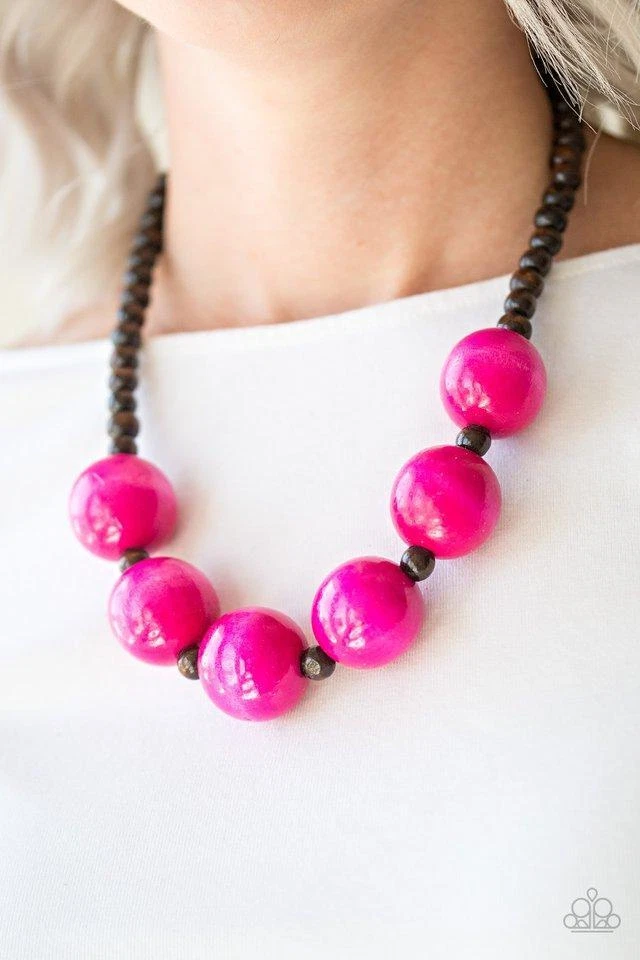 Paparazzi pink wooden best sale necklace