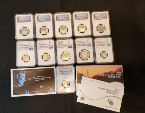 2019 S Proof 11 coin set NGC PF70 2019 W cent FIRST RELEASE complete set t5129
