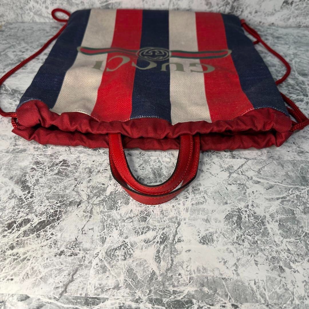 GUCCI Drawstring Backpack Knapsack Handbag Bag St… - image 5