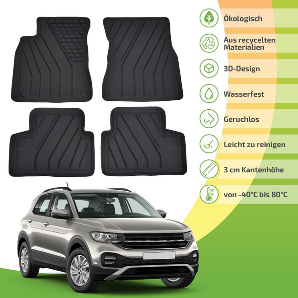 GummifußMatten Fussmatten Eco Friendly FüR Vw T-Cross Ab 2018-image