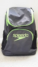 Speedo 25L-35L? Backpack Swim Sport  Bag Laptop Sleeve Gray/Neon Green EUC