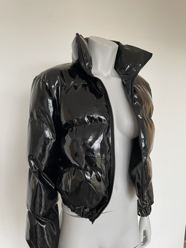 Black Vinyl/PVC Puffer Jacket 