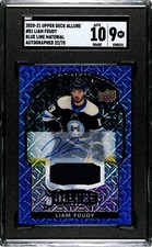 Liam Foudy 2020-21 Upper Deck Allure #81 Blue Line Auto Jersey /75 SGC 9 MT