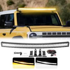 For Ford Bronco 21-24 Amber/White Strobe 52'' LED Light Bar Roof Mounting Kit