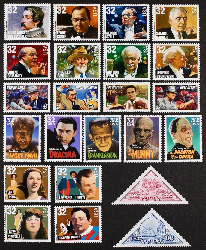US Year 1997 Collection of 5 complete sets, in 23 single stamps