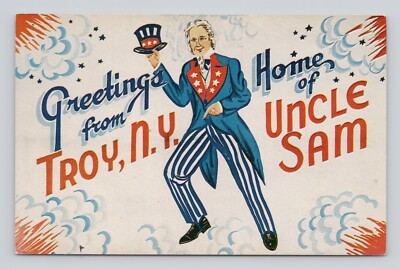 Postcard Greetings From Troy NY Home of Uncle Sam New York ~ Unposted