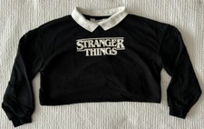 Stranger Things Girls Large 8/10 Medium Long Sleeve Polo Shirt Eleven 11 Cropped