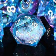 AUSTOR Liquid Core Resin DND Dice Sharp Edge Polyhedral Dice 7-Die DND Dice Set