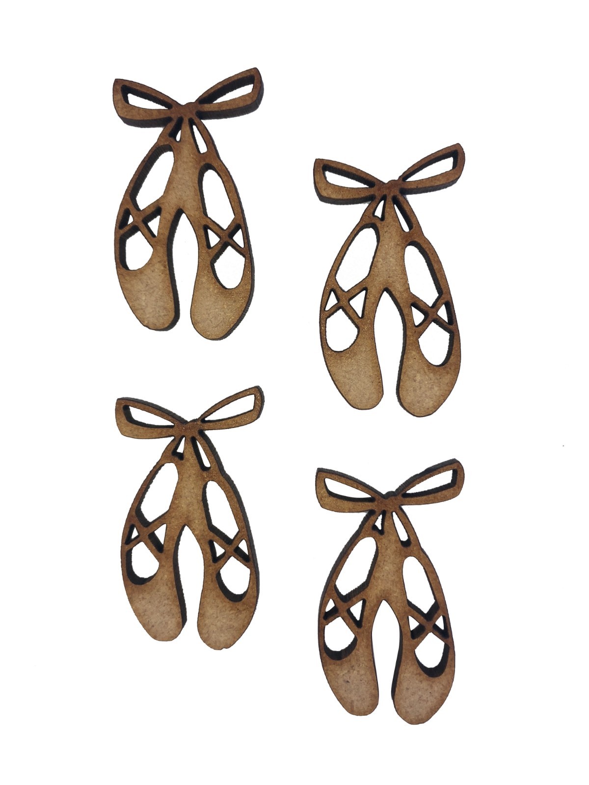 16x Ballerina Shoes 4cm Wood Craft Embelishments Laser Cut Shape MDF