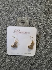 Rhinestone Gold Puppy Earrings