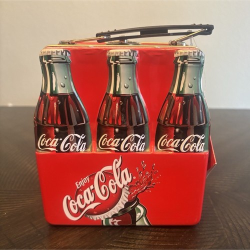 Coca-Cola Metal Lunchbox Tin w/ Handle Red Enjoy Coca-Cola Bottle Graphics
