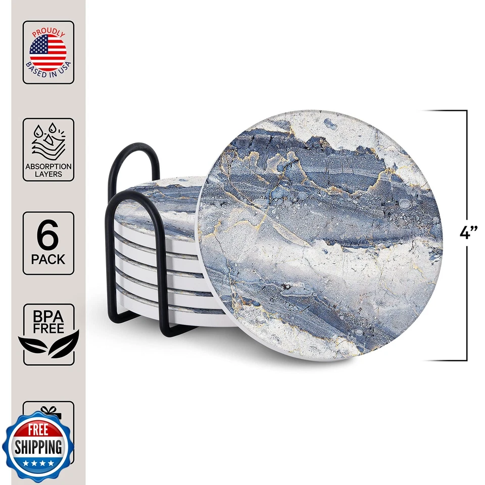 Emerson Essentials подставки для напитков абсорбент с держателем, набор из 6, пробка  - Изображение 2 из 4