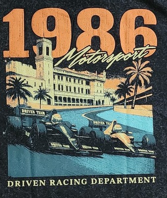 BrandMakers T-Shirt Men's Sz Large 1986 Motorsport Driven Racing Department Tee