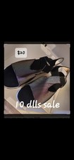 Black Silver Metallic Strappy Flat Sandals Buckle Ankle Strap Women Synthetic