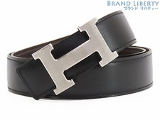HERMES Constance H Belt Hairline Reversible 32MM Black Chocolate Silver Togo Box