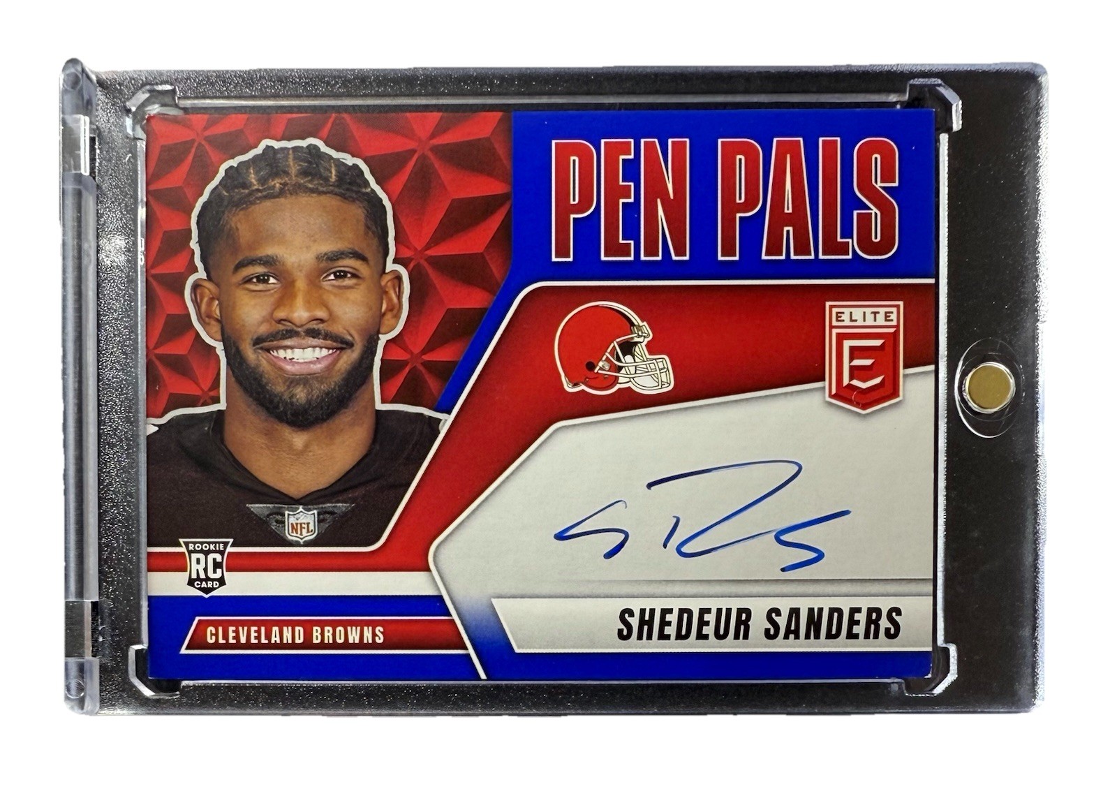 Shedeur Sanders 2025 Panini Donruss Elite Pen Pals RC Rookie Auto Blue Ink SP