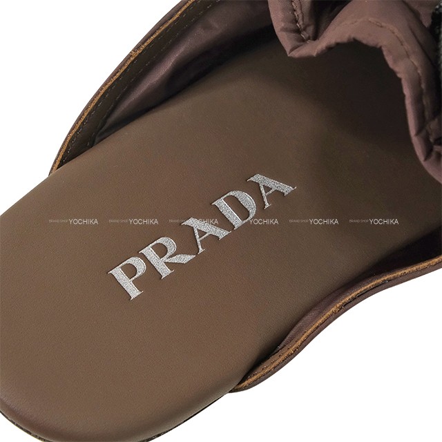 PRADA Collapse Lace-up mules Re-Nylon Cafe Brown Nyron /Suede