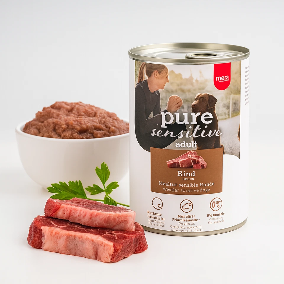 Mera Dog Pure Sensitive Meat Rind 6 x 400g Dosen Mera Adult Hundefutter Nass TOP - Bild 2 von 4