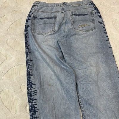 Vintage Y2K Baggy Johnny Blaze Hip Hop Black Denim Jeans Grunge 