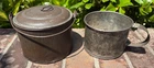 Original Civil War Ration Tin or Boiler and  a  Tin Drinking Cup.