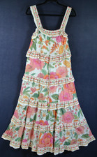 NEW, Farm Rio Square-Neck Tiered Ruffle Dress in Multicolor Size M #MD1022