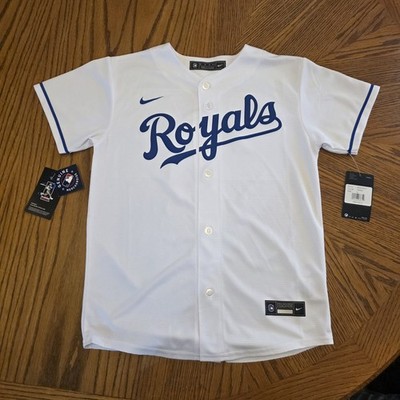NWT Youth Kansas City Royals Nike White Home Salvador Perez Jersey Size M 