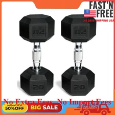 CAP Barbell, 20lb Coated Rubber Hex Dumbbell, Pair, NEW SHIPPING IN USA